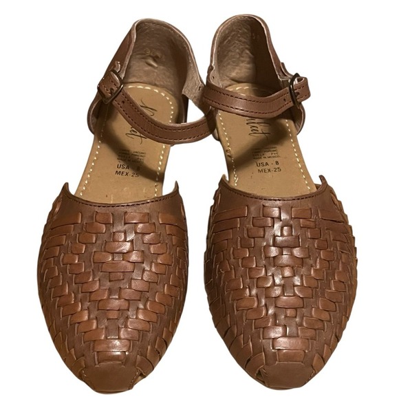 Artisan Shoes - Mexican Huaraches Leather Handmade Woven Flats,‎ Sandals Woman's Sz 8 Brown